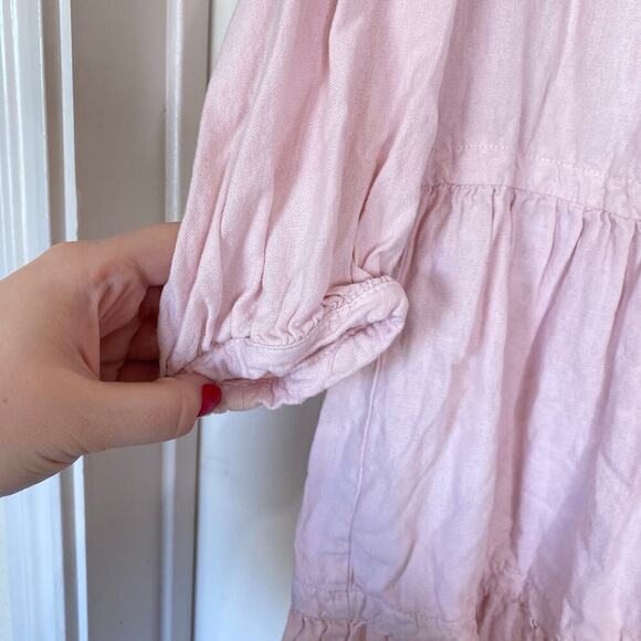 ZARA Short Tiered Shirt Dress Light Pink Long Sleeve Size Small Summer Collared - Picture 6 of 6